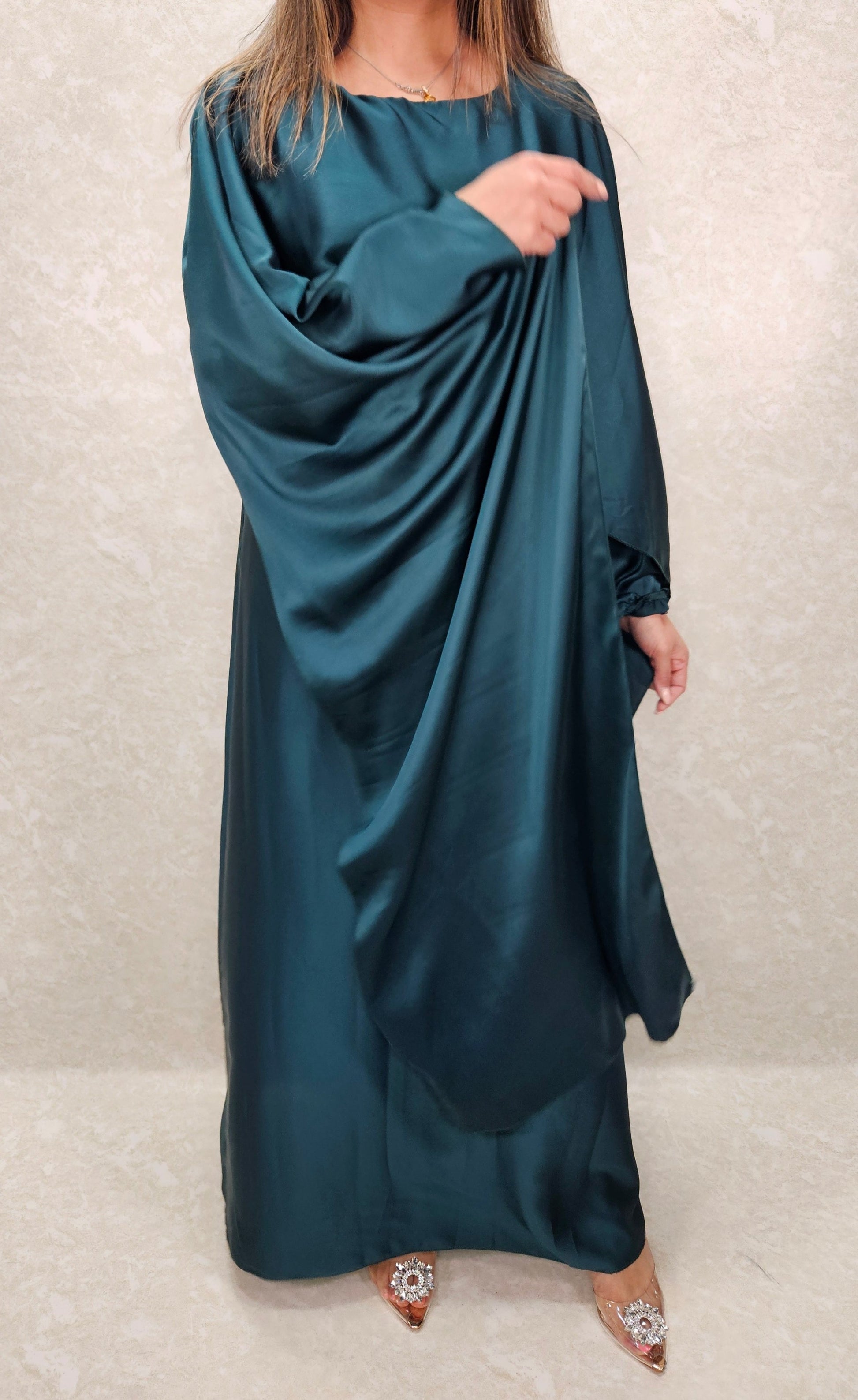 satin maxi dress teal