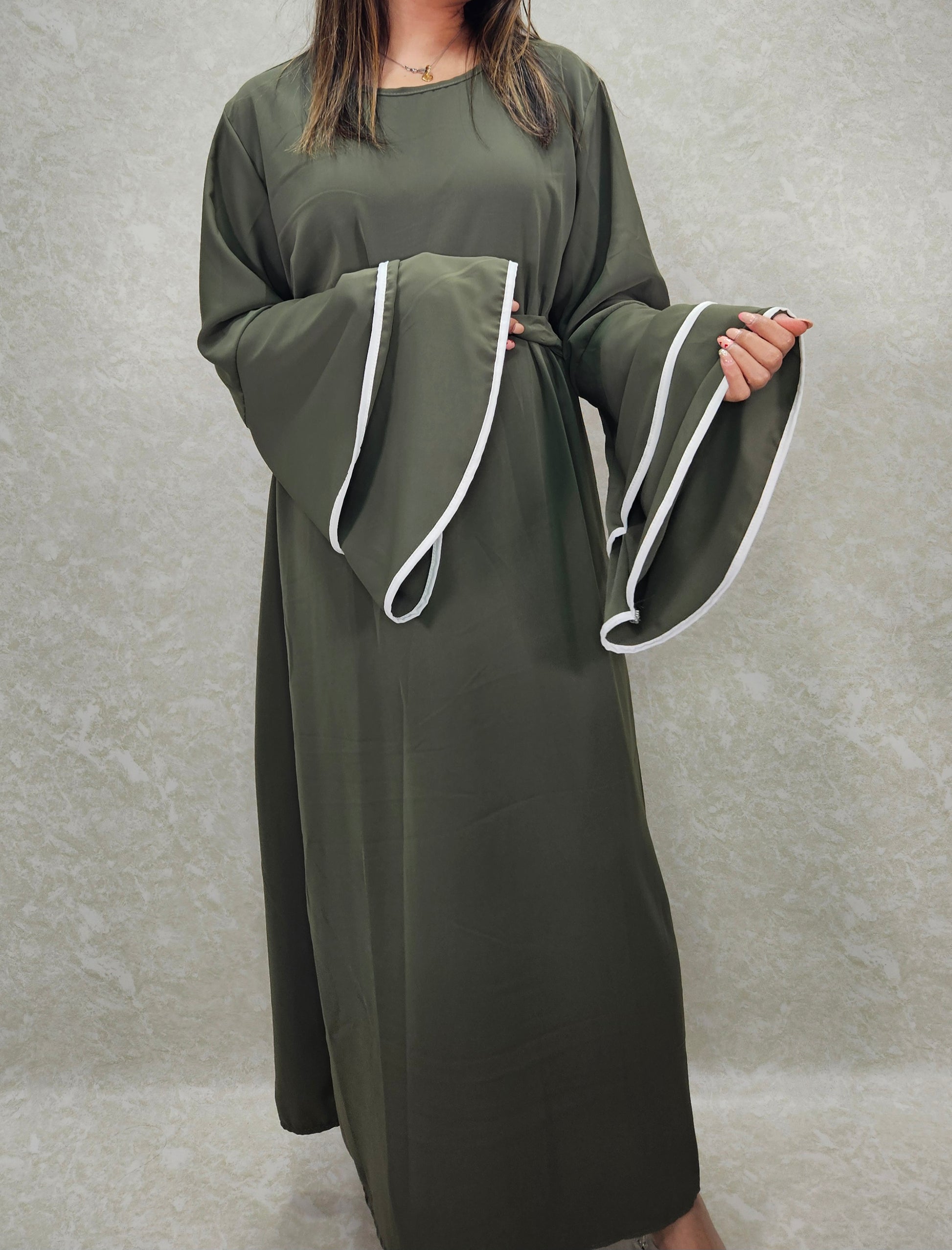 green modest dress