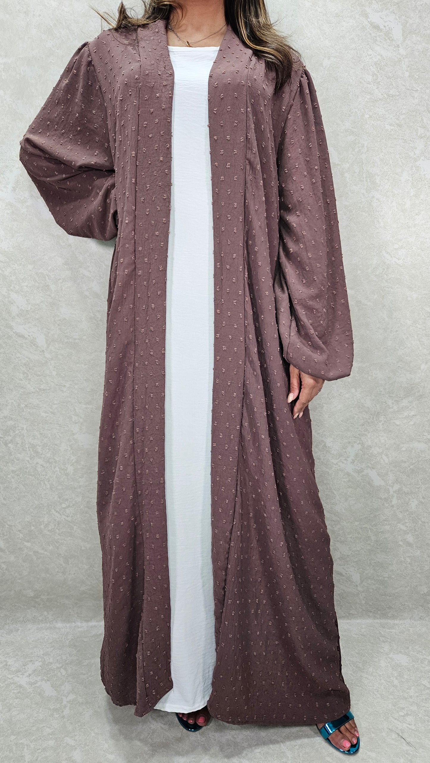 SEREN KIMONO BROWN WITH SLIP DRESS