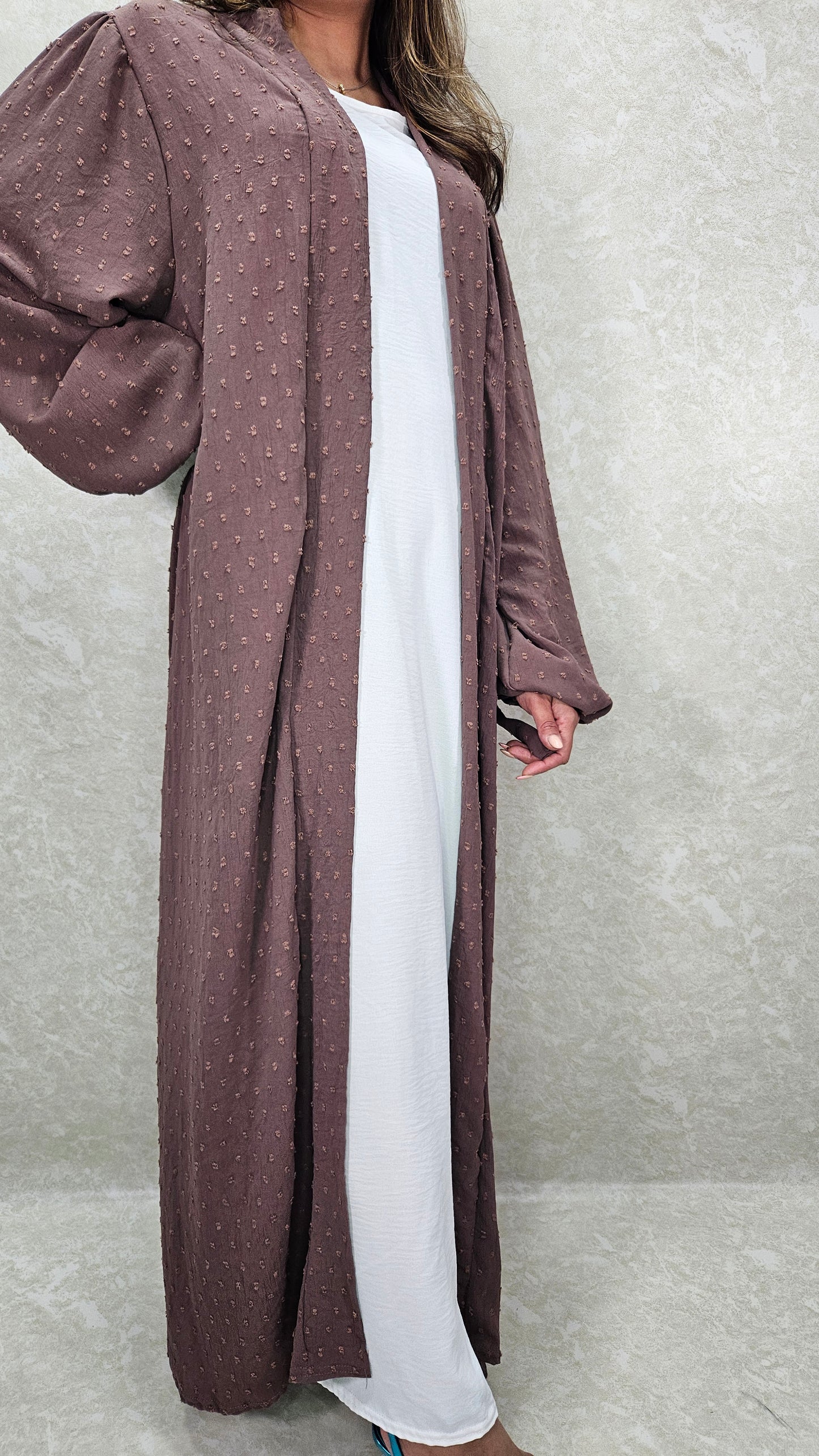 SEREN KIMONO BROWN WITH SLIP DRESS