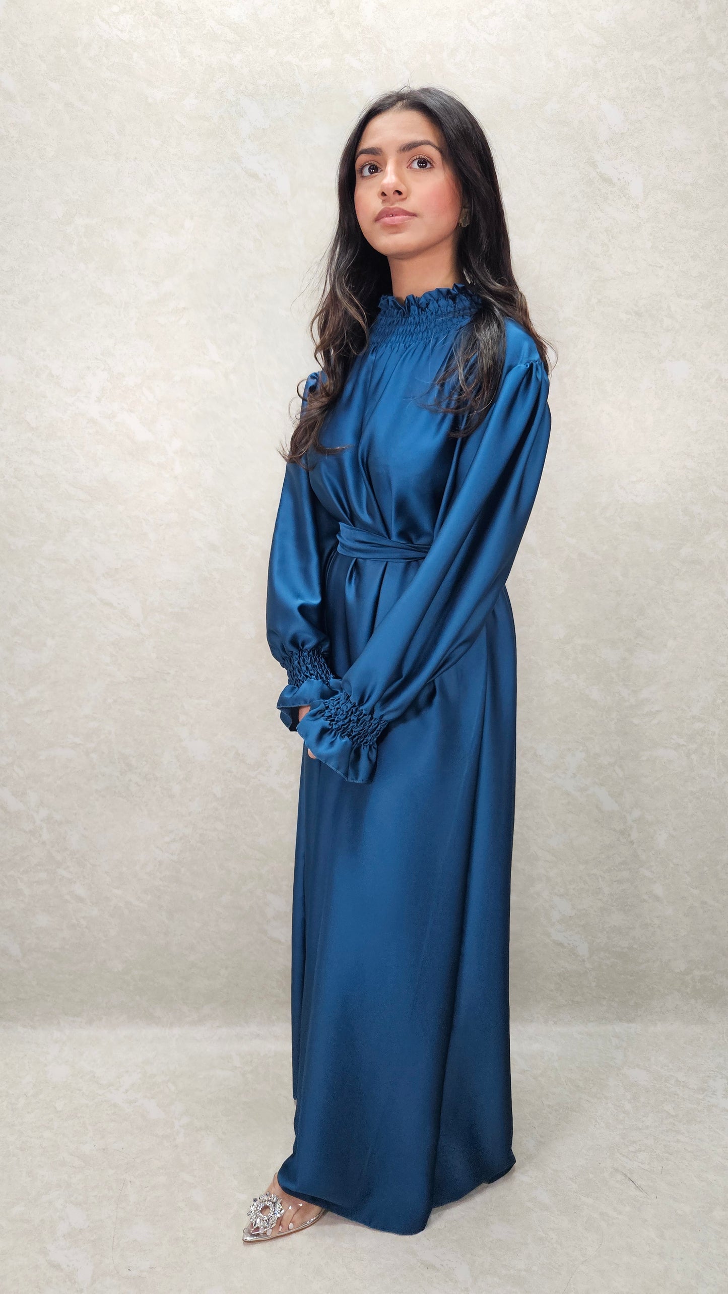 DIA SATIN DRESS IN BLUE