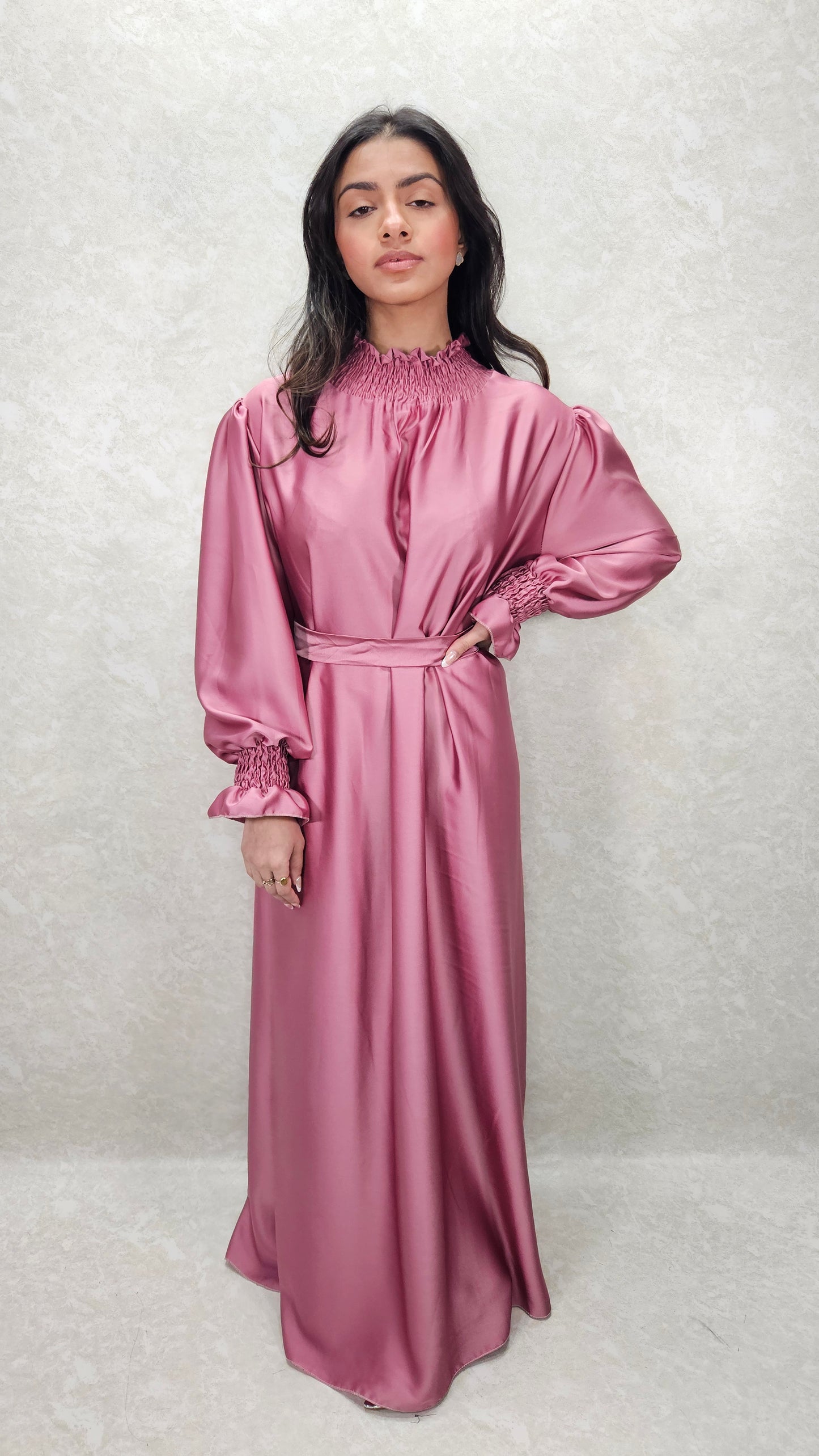 PINK SATIN MAXI DRESS