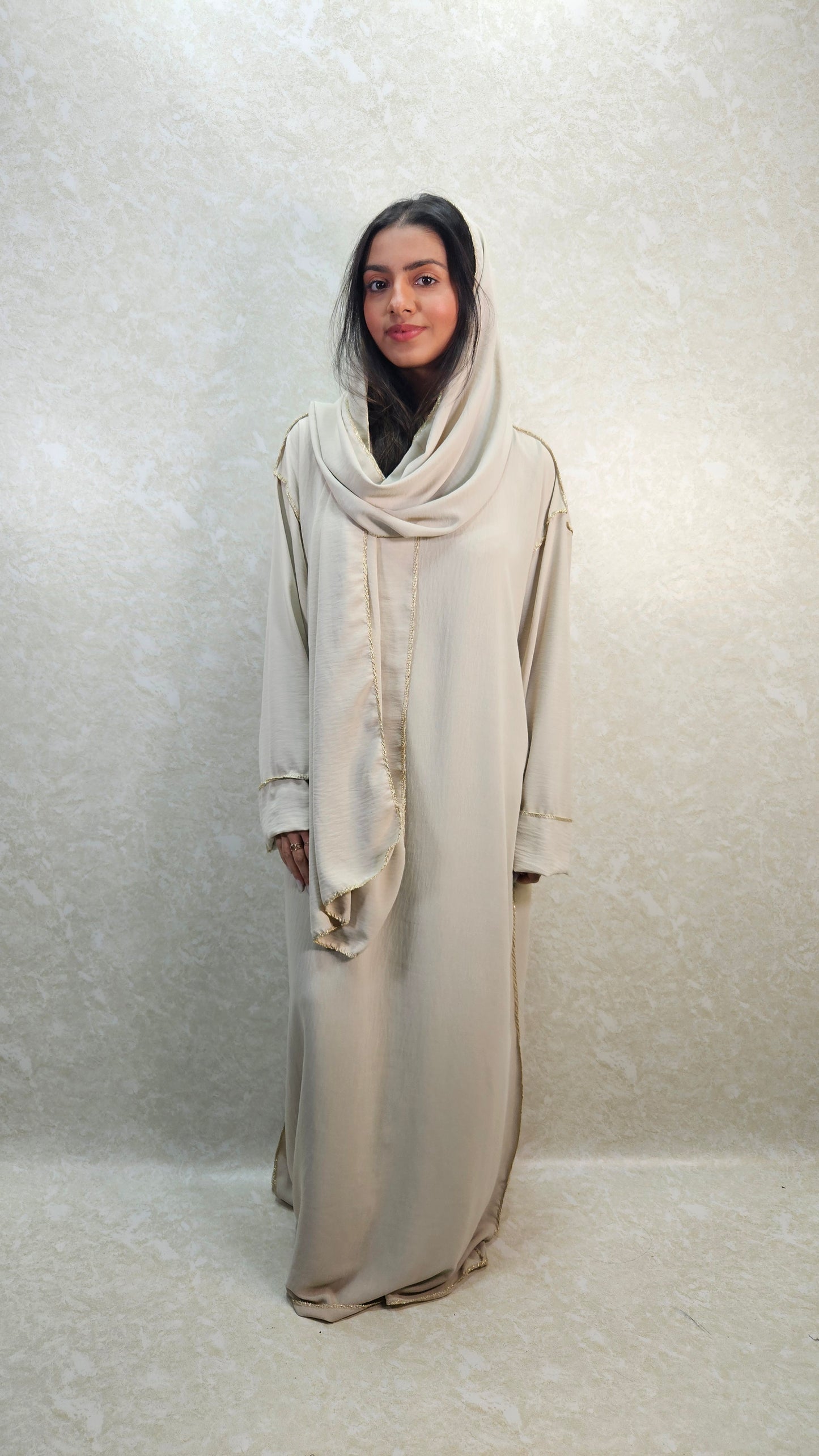 JAMIAH  ABAYA IN CREAM