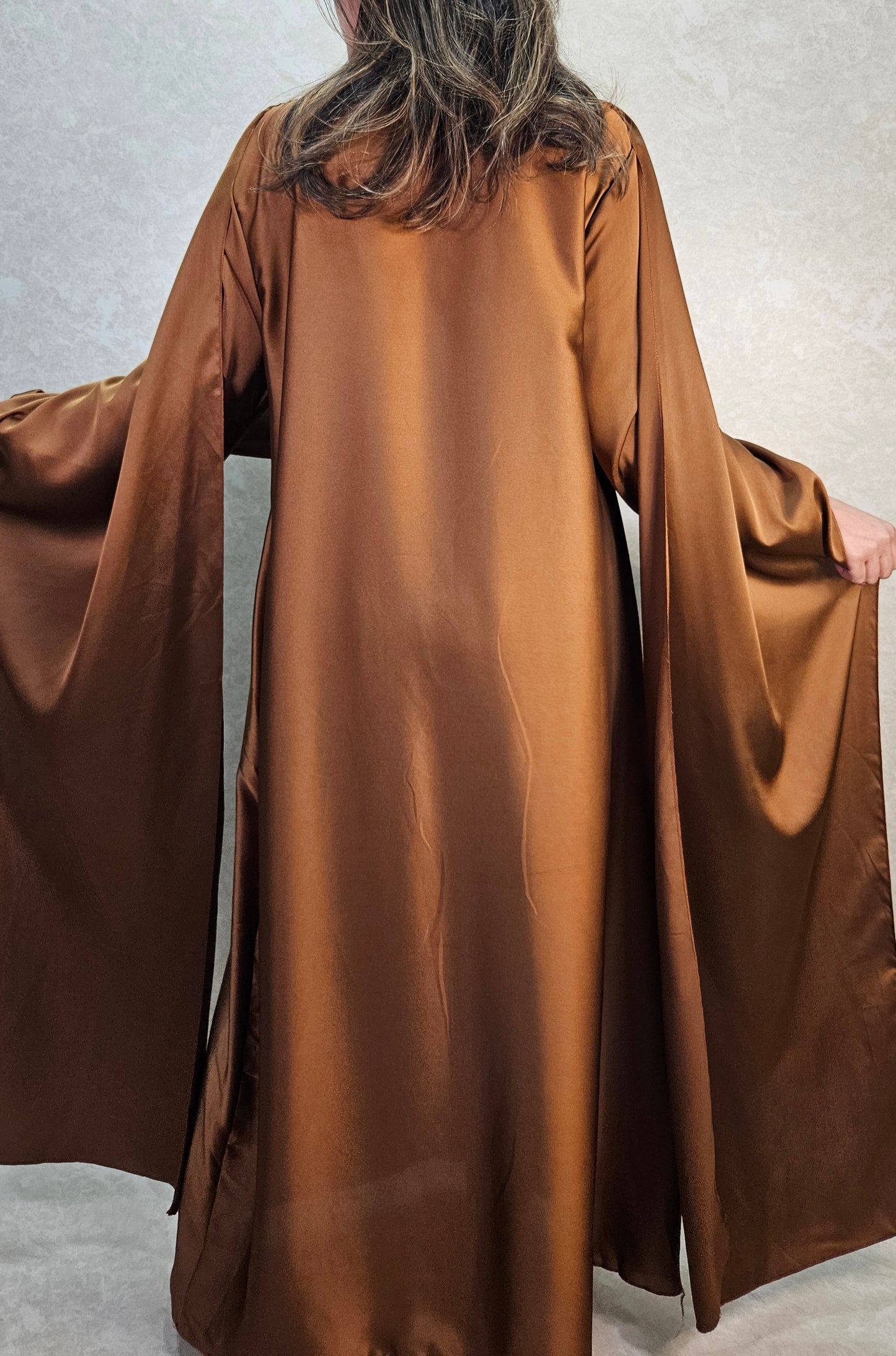 ALIA CAPE SATIN DRESS BRONZE