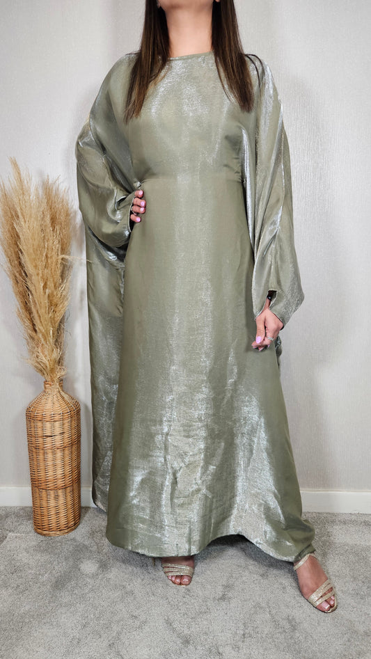 LOLITA SHIMMER KAFTAN DRESS SAGE GREEN