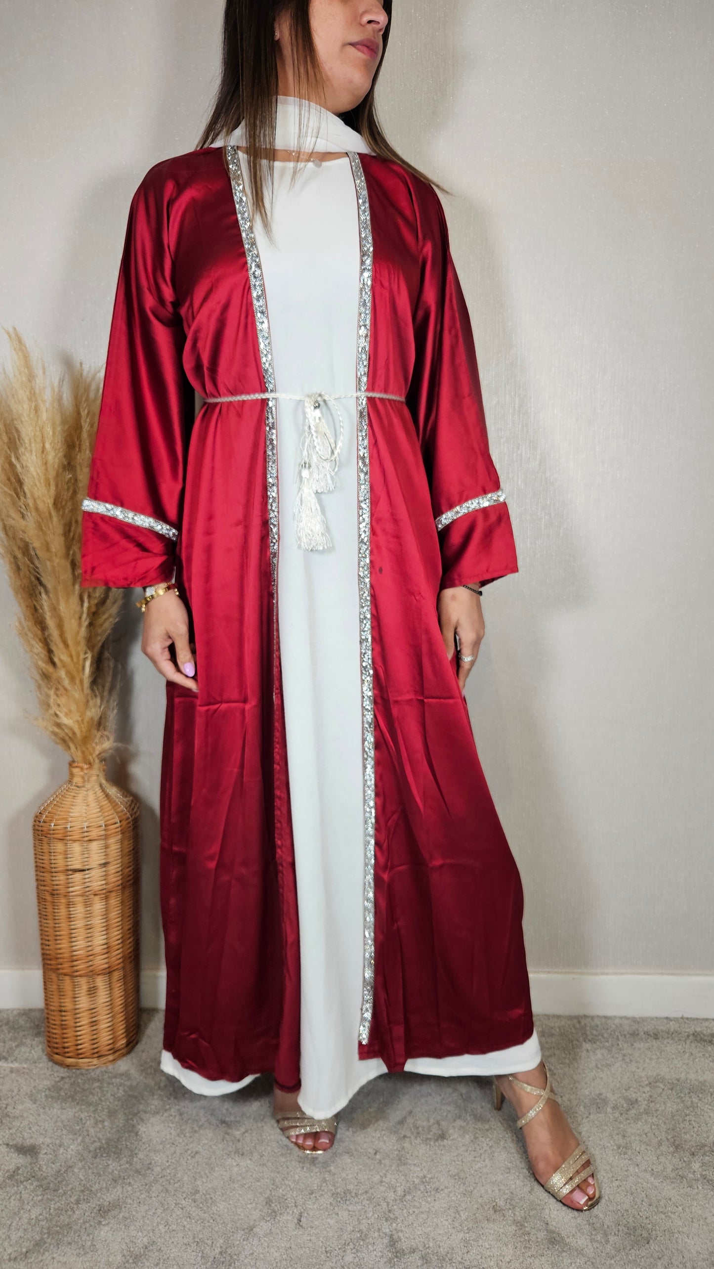 SATIN RED ABAYA