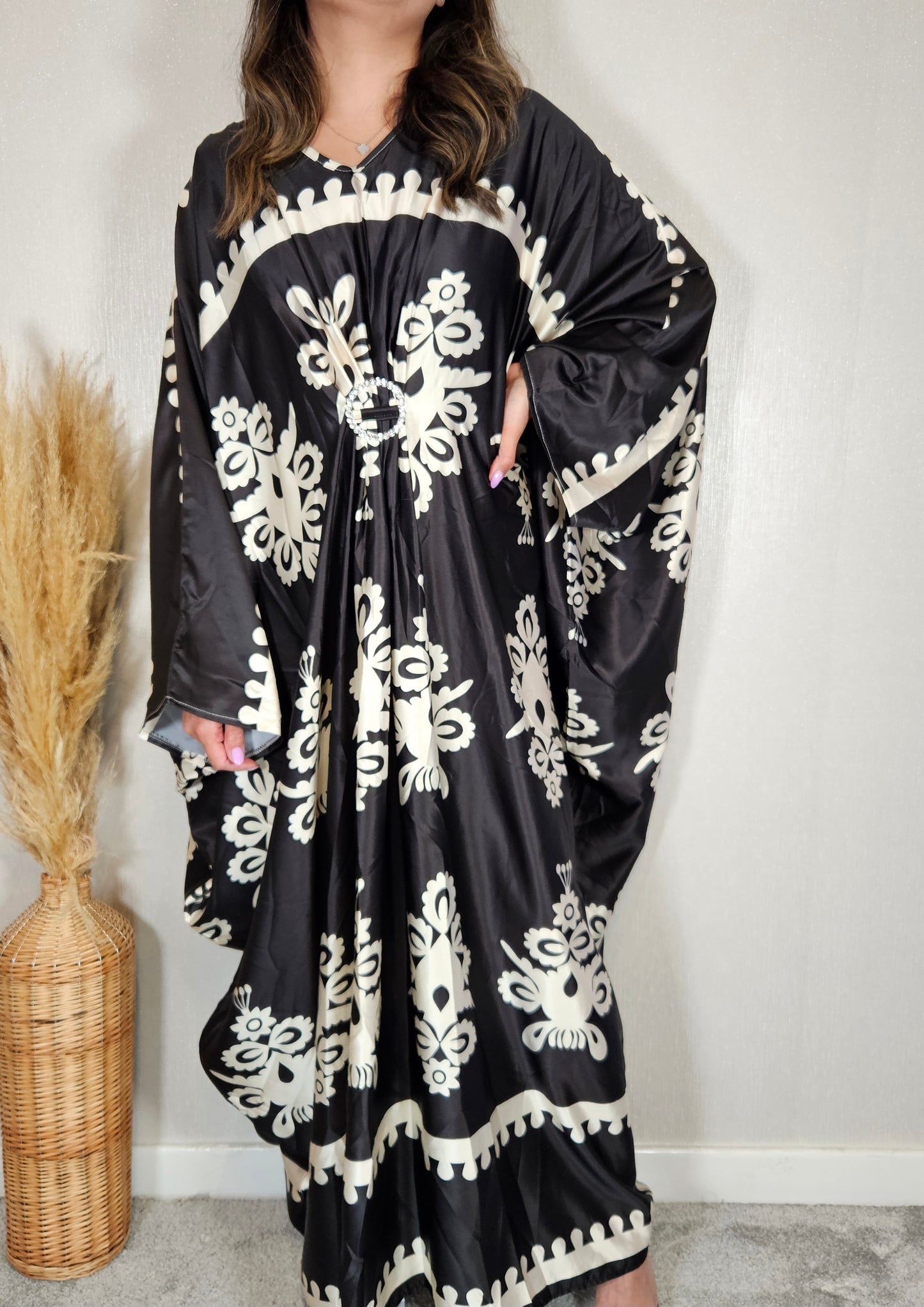 BLACK KAFTAN PRINTED