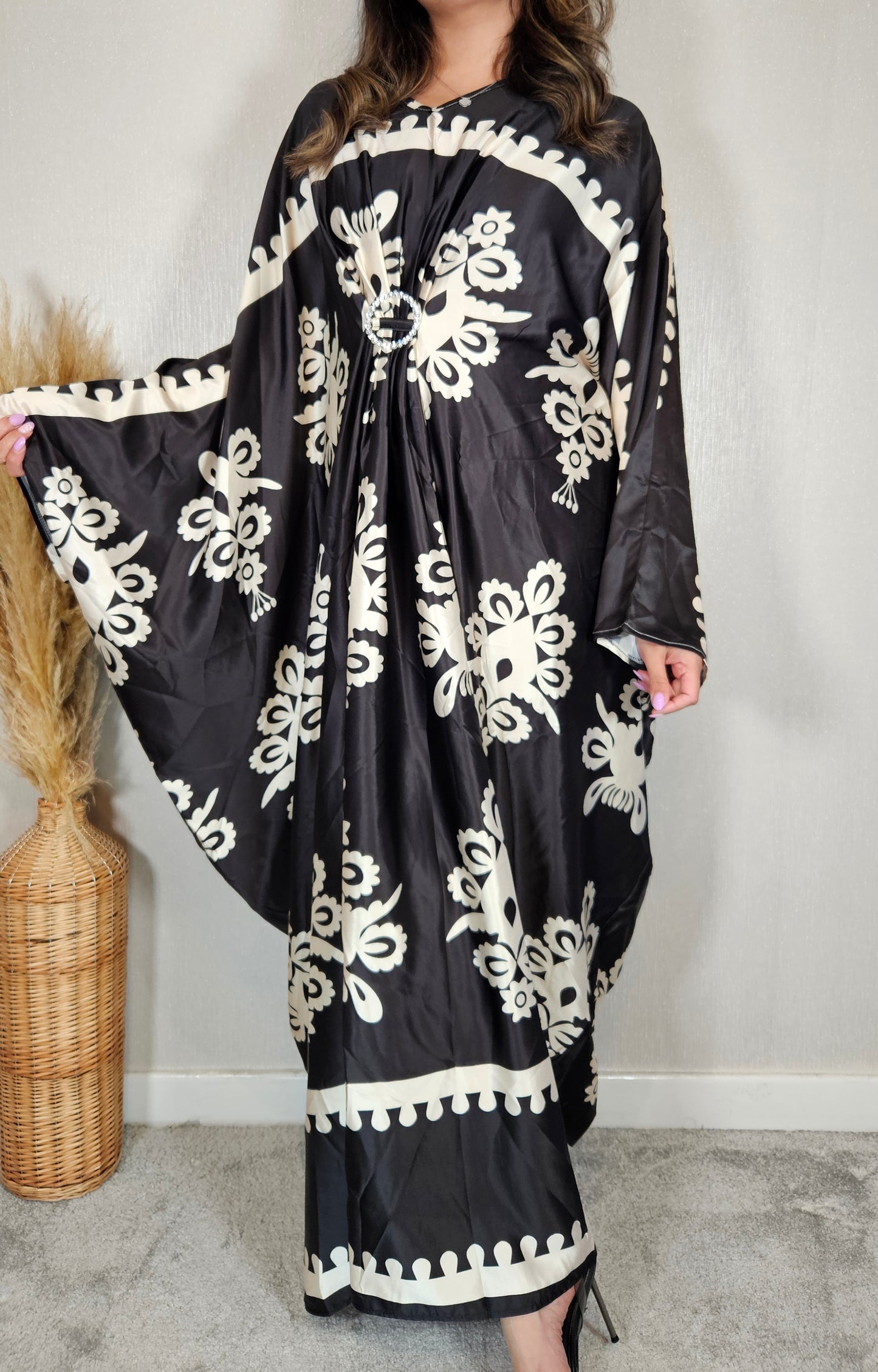 MILIA PRINTED KAFTAN BLACK