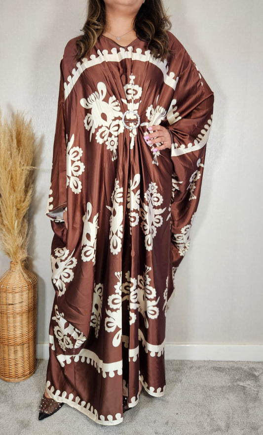 PRINTED KAFTAN BROWN