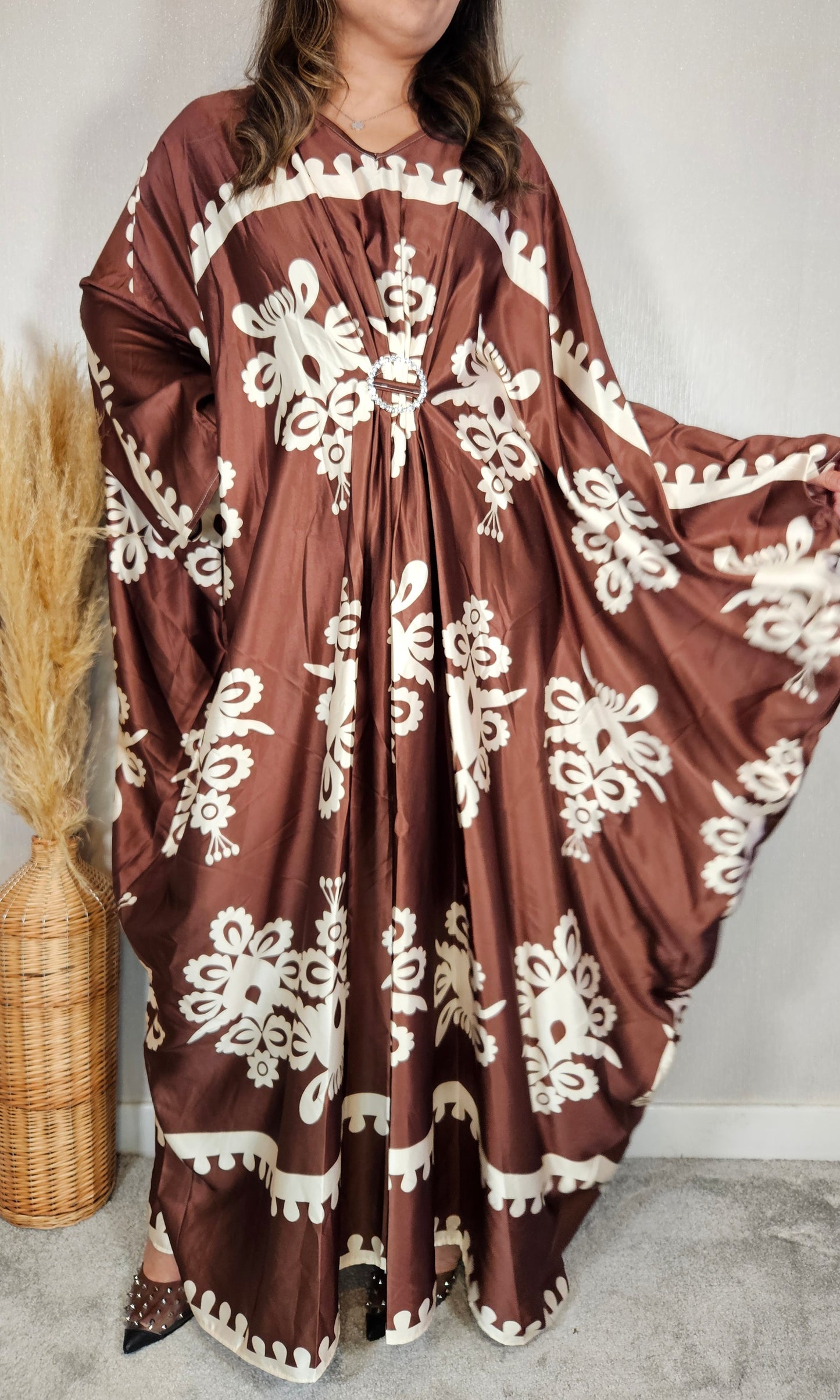 MILIA PRINTED KAFTAN BROWN