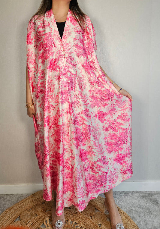 PRINTED KAFTAN DRESS PINK