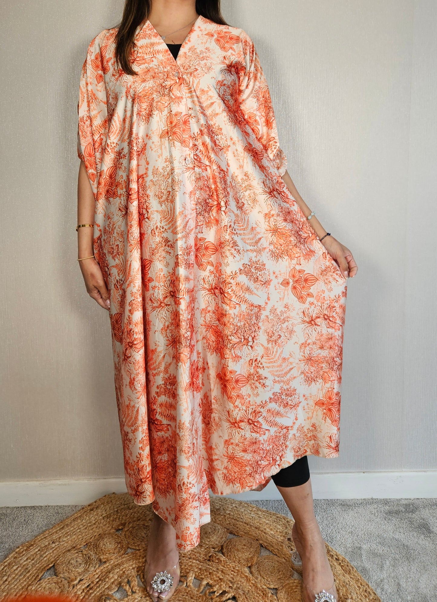 MAYA PRINTED DRESS IN ORANGE