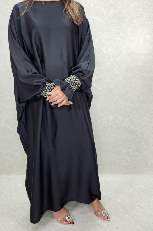 Black abaya cuffed sleeves