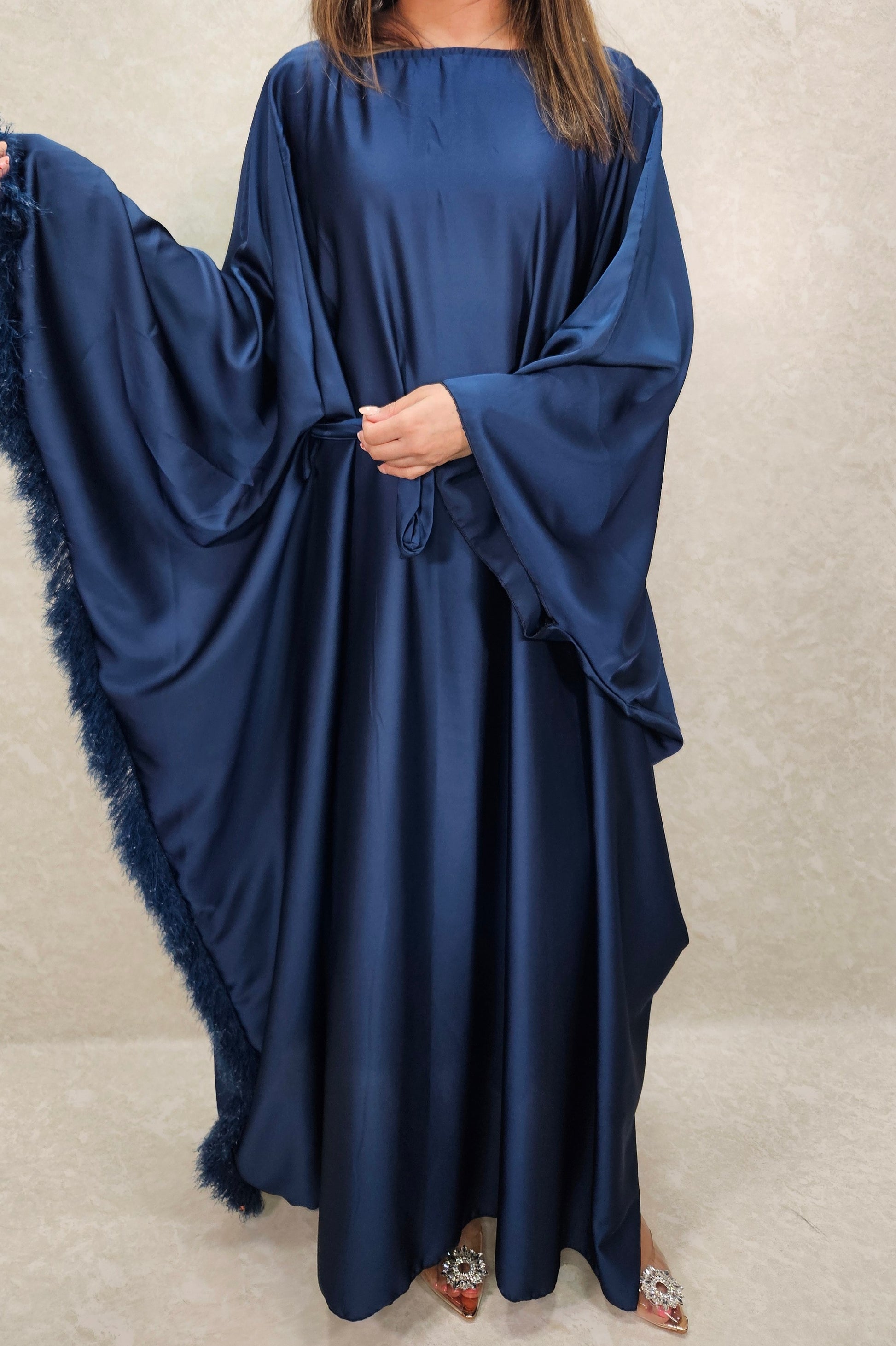 Satin kaftan modest dress