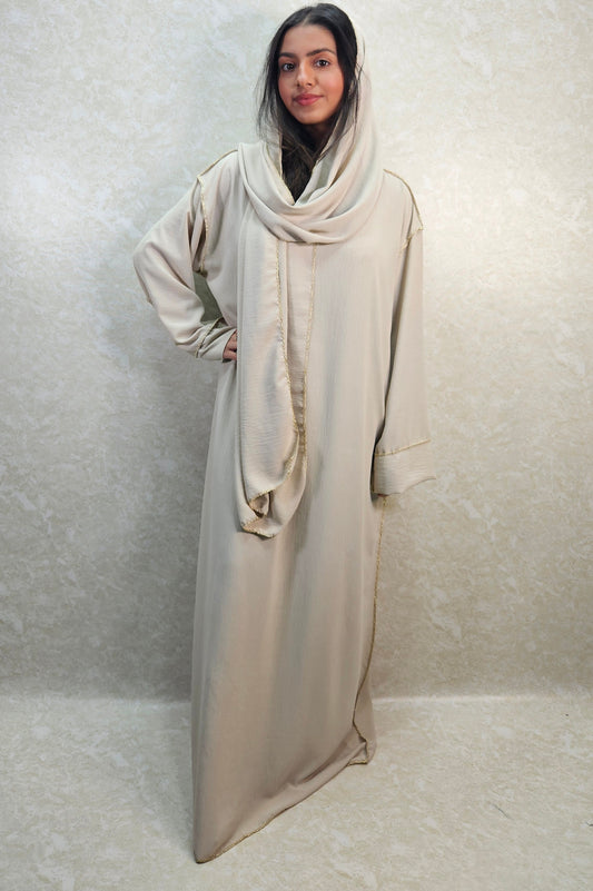 JAMIAH  ABAYA IN CREAM