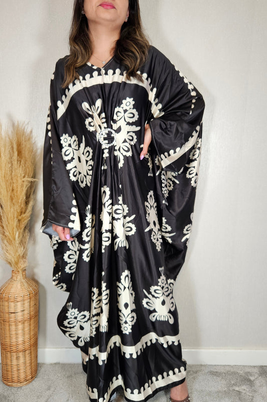 MILIA PRINTED KAFTAN BLACK