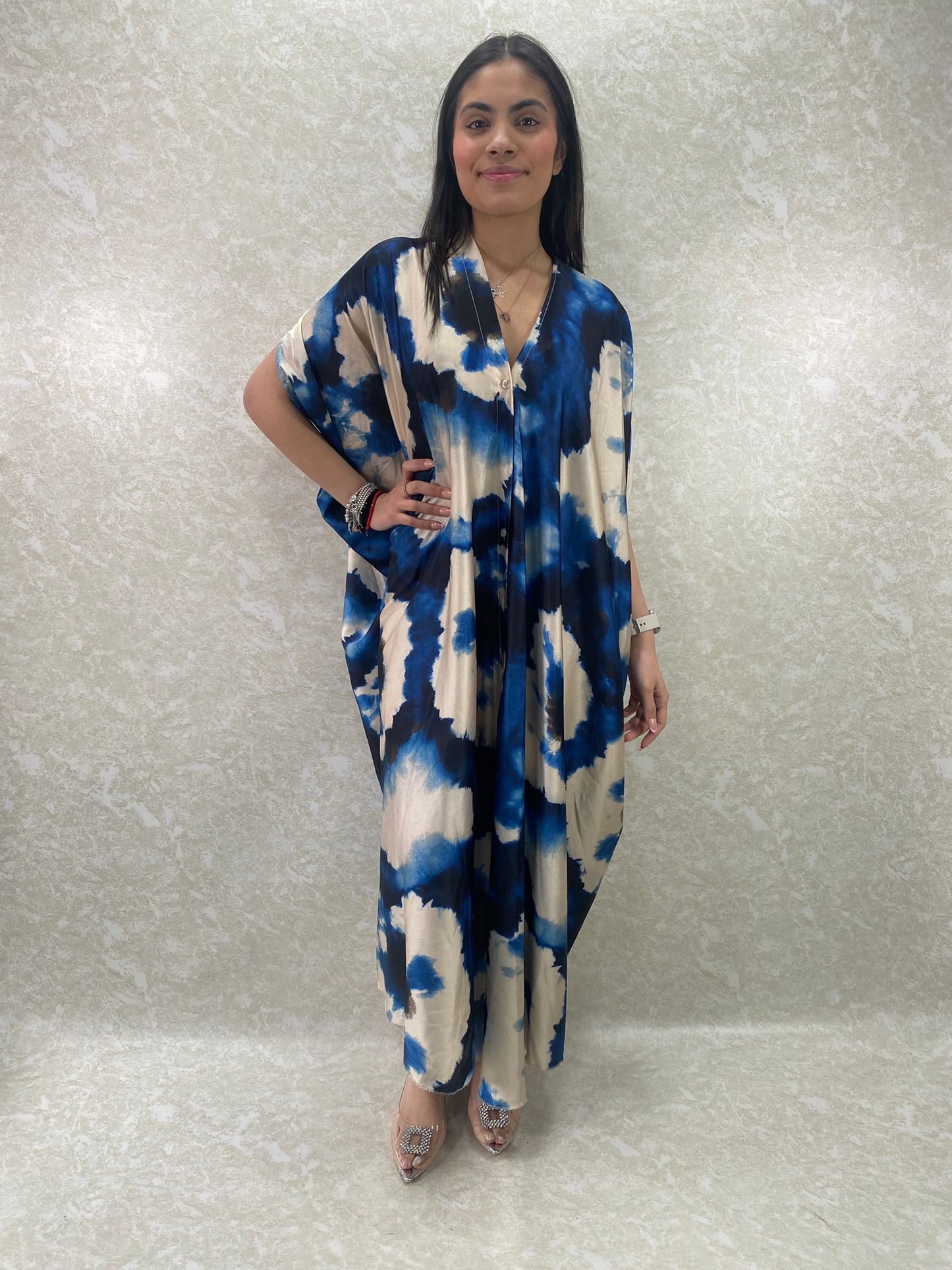 LIYA PRINTED DRESS IN BLUE